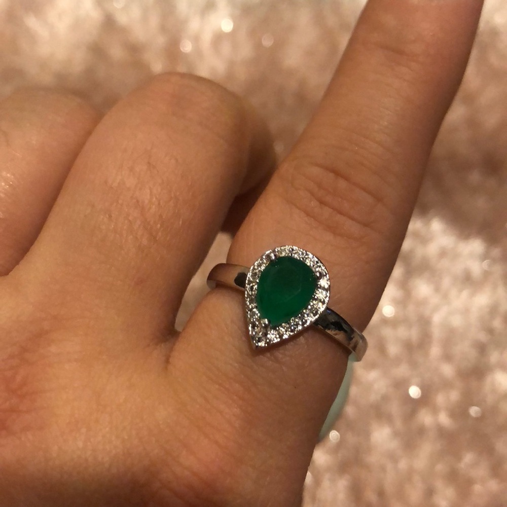 Emerald Silver Ring - image 2